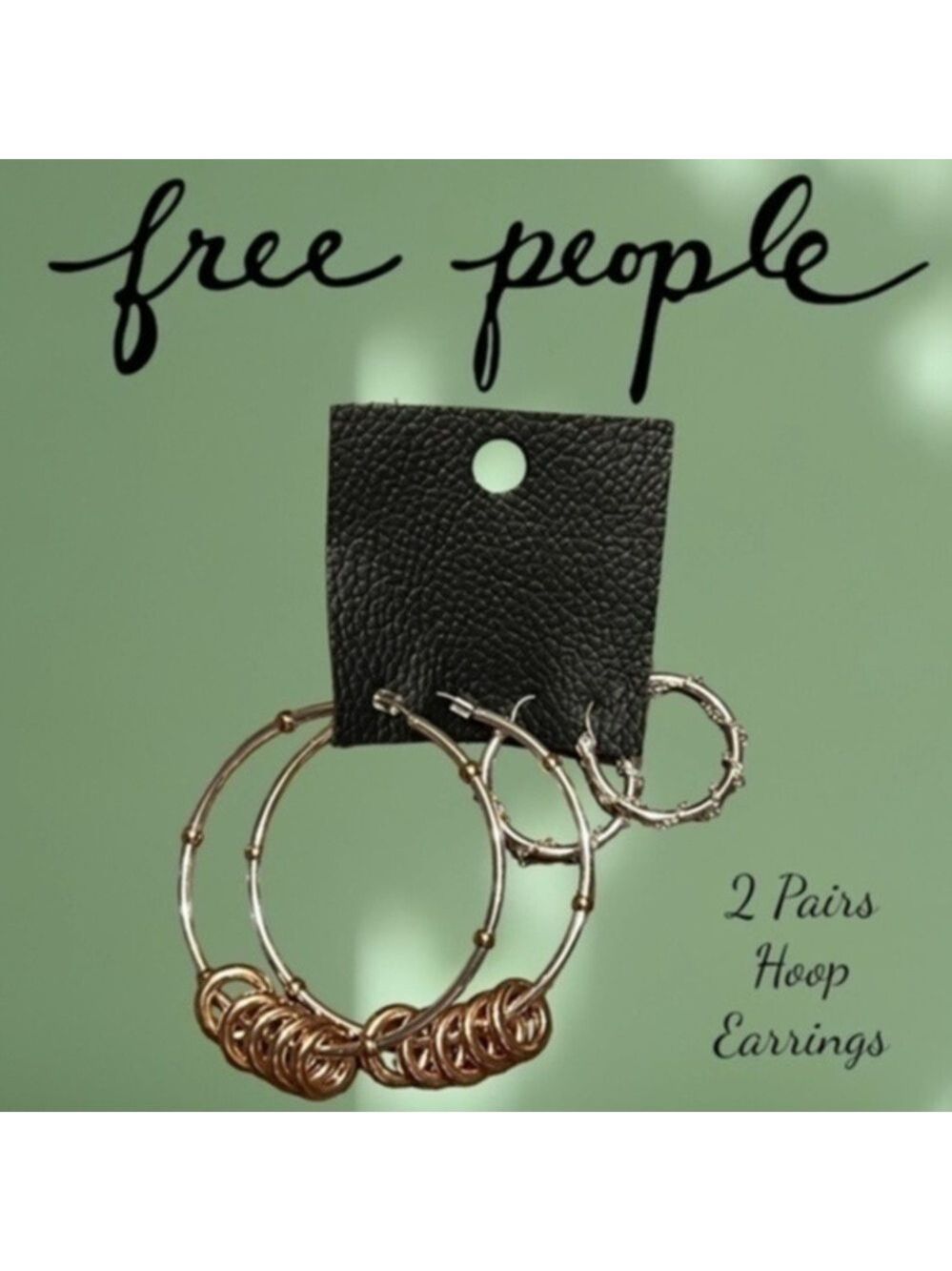 FREE PEOPLE Silver/Rose-Gold Hoop Earrings 2 PAIRS NWT